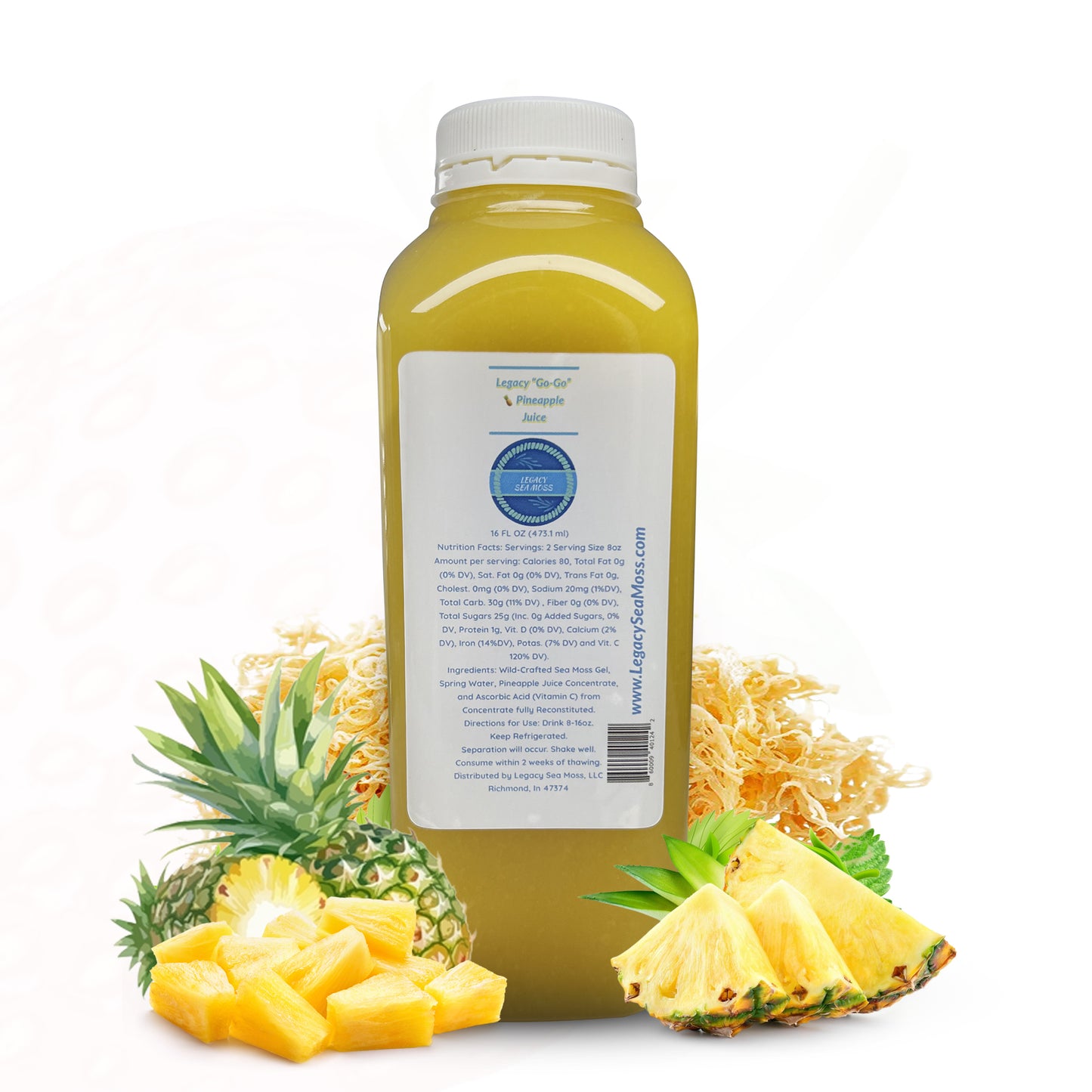 16oz Pineapple Sea Moss Juice-Sea Moss-Legacy Sea Moss