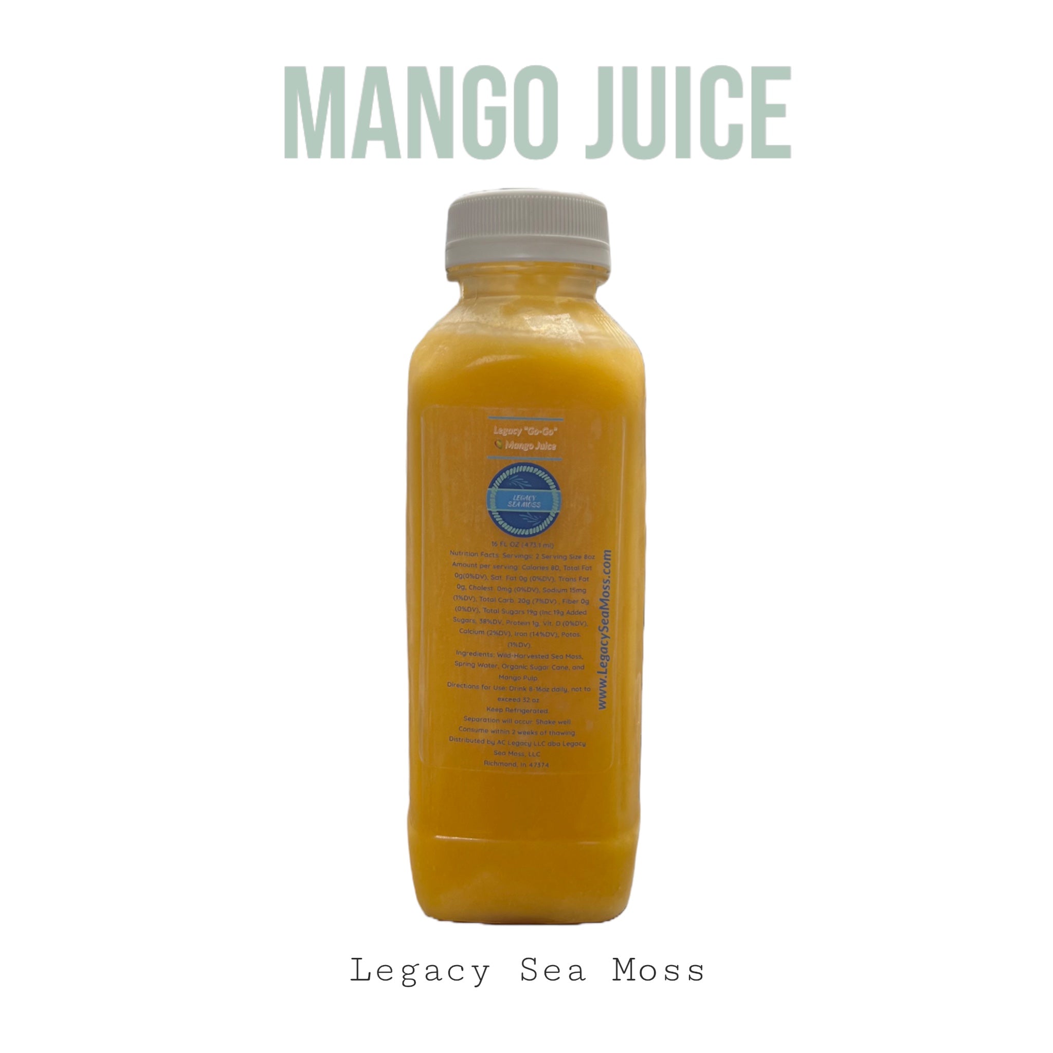16oz Mango Sea Moss Juice Legacy Sea Moss