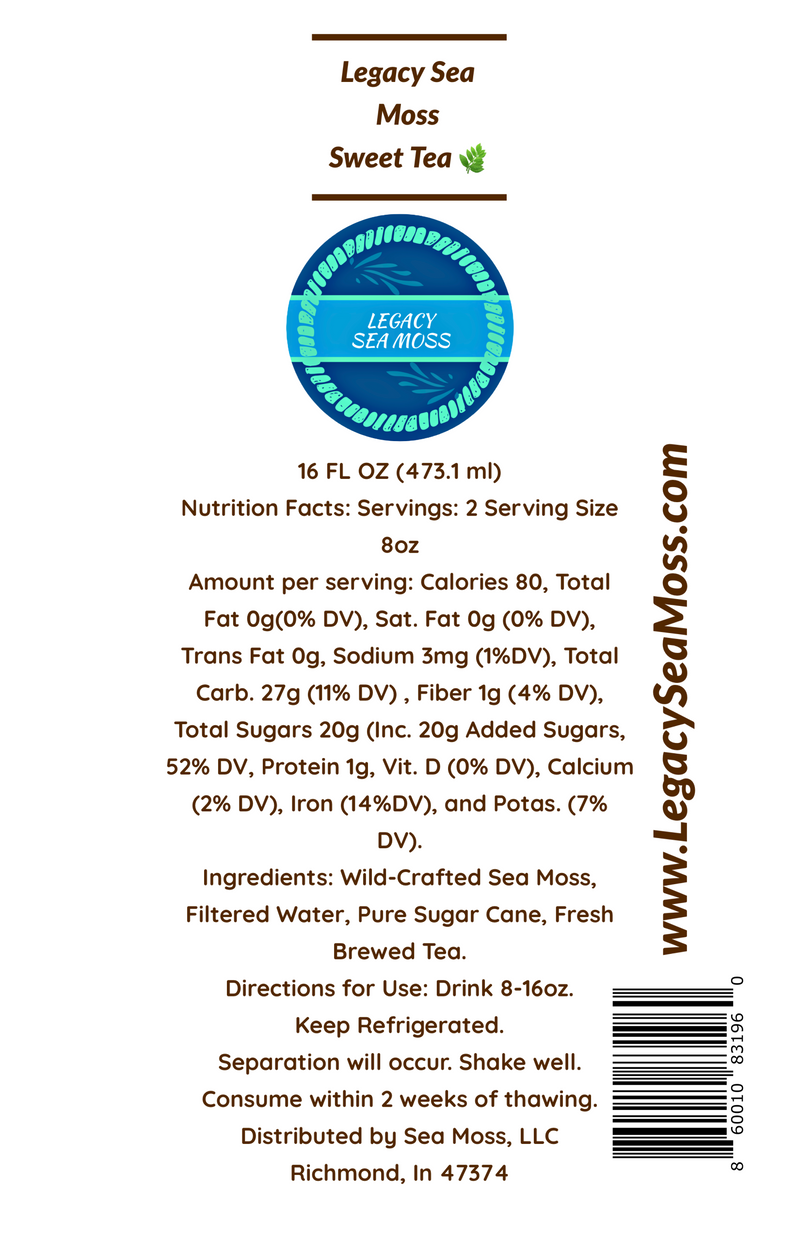 16oz Sea Moss Sweet Tea