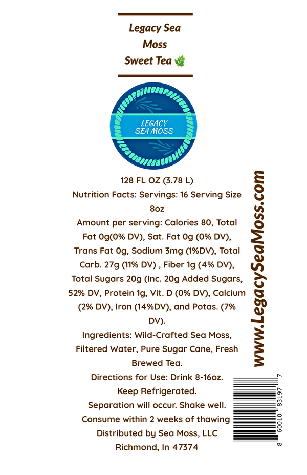 1 Gallon Sea Moss Sweet Tea
